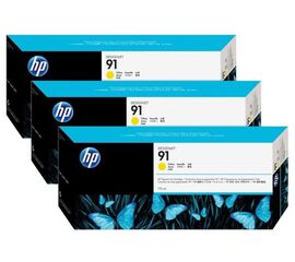 Картридж HP 91 желтый 3-pack 775 ml, C9485A, фото 