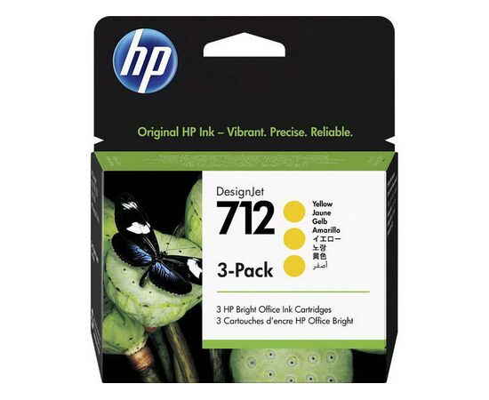 Картридж HP 712 желтый 29 ml 3-Pack, 3ED79A, фото 