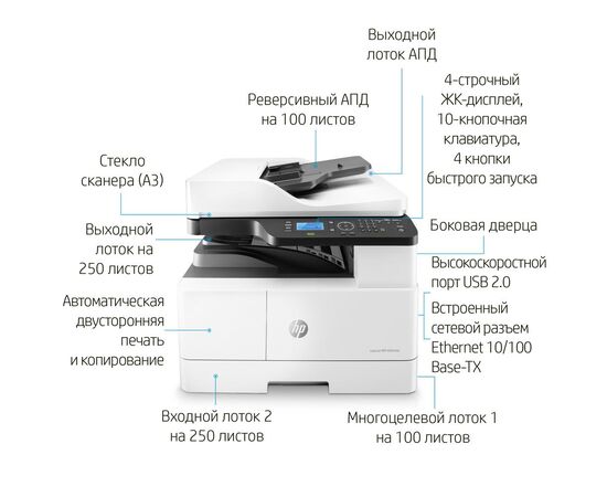 МФУ HP LaserJet M443nda A3 Лазерная черно-белая печать, сетевой, двусторонняя печать, 8AF72A, фото , изображение 8- hpstore.by МФУ HP LaserJet M443nda A3 Лазерная черно-белая печать, сетевой, двусторонняя печать, 8AF72A, фото , изображение 8