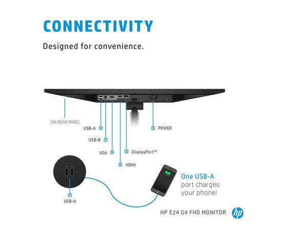 Монитор HP EliteDisplay E24 G4 23.8" IPS Full HD, 16:9, 5 ms, VGA, DisplayPort, HDMI, 9VF99AA, фото , изображение 6