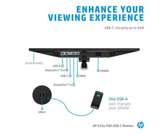 Монитор HP EliteDisplay E24u G4 23.8" IPS Full HD USB-C 189T0AA, фото , изображение 7