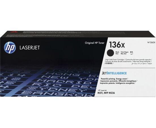 HP 136X Black Original LaserJet Toner Cartridge черный картридж увеличенной емкости 2600 страниц W1360X, фото 