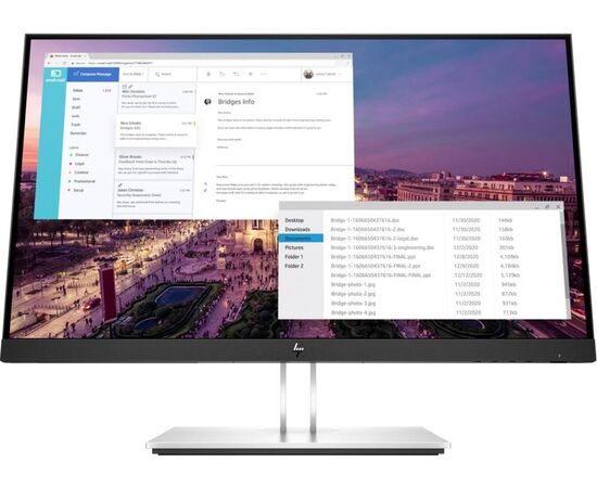 Монитор HP EliteDisplay E23 G4 23" FullHD, IPS, 1xVGA, 1xHDMI 1.4, 1xDisplayPort 1.2, 4xUSB-A 3.2 Gen 1, Tilt, Height Adjustable, Pivot, 9VF96AA, фото 