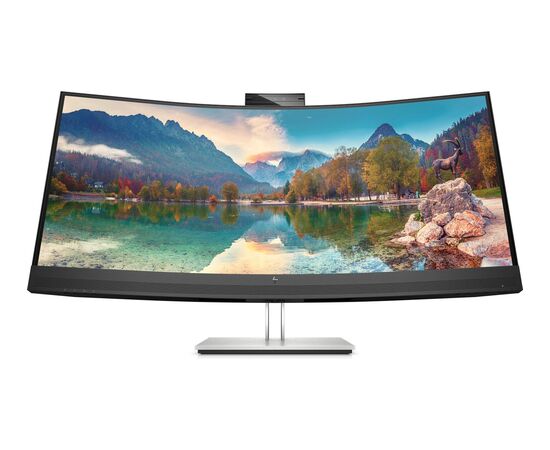 Изогнутый монитор для видеоконференций HP E34m G4 34" WQHD VA, 21:9, 3440x1440, Webcam, Speakers, USB-C (65W PD), DP+HDMI, RJ45, Tilt, Swivel, Height, 40Z26AA, фото 